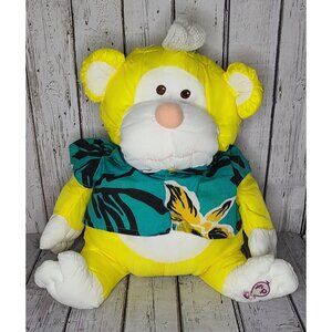14" Vintage 1987 Fisher-Price Puffalump Yellow Monkey Nylon Plush w/ Green Shirt